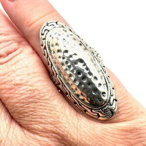 Designer Womens Ring Sterling Silver Hammered Statement Size 7